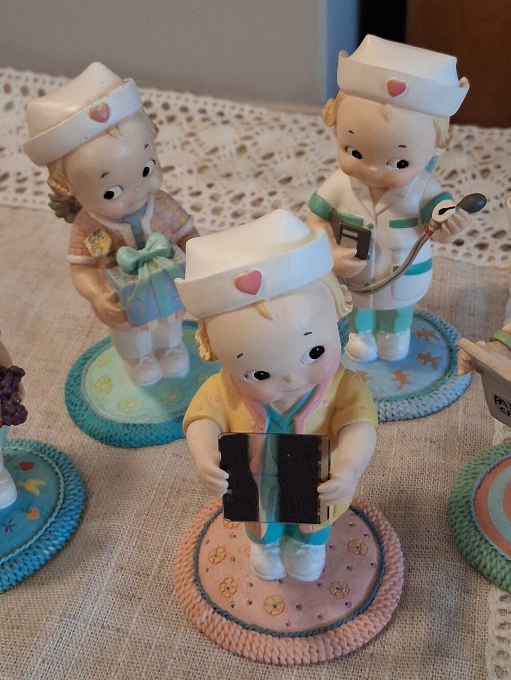 Lot of 5 Vintage Kewpie "Healing Hearts" Hamilton Collection Cherub Nurses